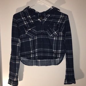 A blue and white checkered crop top